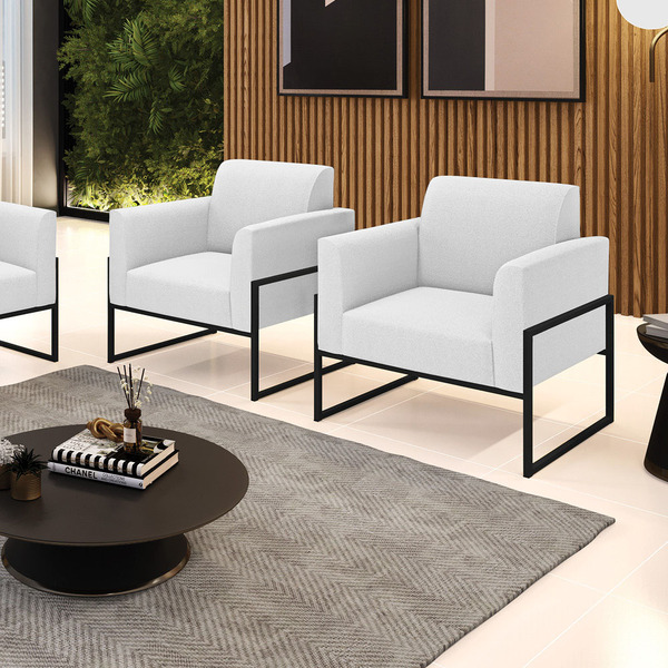 Poltrona Sala Estar Industrial Alta Preto Kit 2 Marisa Bouclê