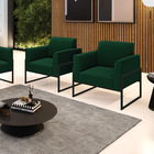 Poltrona Sala Estar Industrial Alta Preto Kit 2 Marisa Bouclê