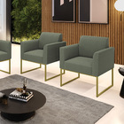 Poltrona Sala Estar Industrial Dourado Kit 2 Marisa Bouclê D0