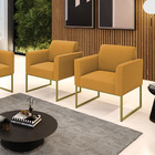 Poltrona Sala Estar Industrial Dourado Kit 2 Marisa Bouclê D0