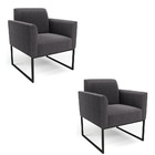 Poltrona Sala Estar Industrial Preto Kit 2 Marisa Bouclê D03