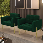 Poltrona Sala Estar Pé Ferro Dourado Kit 2 Elisa Bouclê D03 -