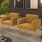 Poltrona Sala Estar Pé Ferro Dourado Kit 2 Elisa Bouclê D03 -