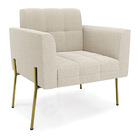 Poltrona Sala Estar Pé Ferro Dourado Kit 2 Elisa Bouclê D03 -