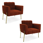 Poltrona Sala Estar Pé Ferro Dourado Kit 2 Elisa Bouclê D03 -