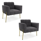 Poltrona Sala Estar Pé Ferro Dourado Kit 2 Elisa Bouclê Grafi