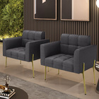 Poltrona Sala Estar Pé Ferro Dourado Kit 2 Elisa Bouclê Grafi