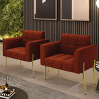 Poltrona Sala Estar Pé Ferro Dourado Kit 2 Elisa Bouclê Terra