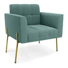 Poltrona Sala Estar Pé Ferro Dourado Kit 2 Elisa Bouclê Verde