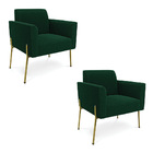 Poltrona Sala Estar Pé Ferro Dourado Kit 2 Marisa Bouclê D03