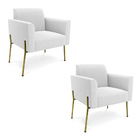 Poltrona Sala Estar Pé Ferro Dourado Kit 2 Marisa Bouclê D03