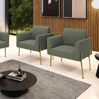 Poltrona Sala Estar Pé Ferro Dourado Kit 2 Marisa Bouclê D03