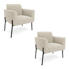 Poltrona Sala Estar Pé Ferro Preto Kit 2 Marisa Bouclê Bege D