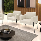 Poltrona Sala Estar Pé Ferro Preto Kit 2 Marisa Bouclê Bege D