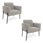 Poltrona Sala Estar Pé Ferro Preto Kit 2 Marisa Bouclê D03 -