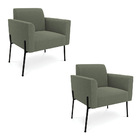 Poltrona Sala Estar Pé Ferro Preto Kit 2 Marisa Bouclê D03 -