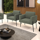 Poltrona Sala Estar Pé Ferro Preto Kit 2 Marisa Bouclê D03 -