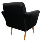 Poltrona Sala Estar Pé Palito Castanho Dora Sint Pu Preto/lin