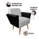 Poltrona Sala Estar Pé Palito Castanho Dora Sint Pu Preto/lin