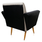 Poltrona Sala Estar Pé Palito Castanho Dora Sint Pu Preto/lin