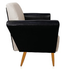 Poltrona Sala Estar Pé Palito Castanho Dora Sint Pu Preto/lin