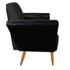 Poltrona Sala Estar Pé Palito Castanho Dora Sint Pu Preto/lin