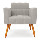 Poltrona Sala Estar Pé Palito Castanho Kit 2 Elisa Bouclê Cin