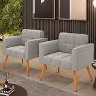 Poltrona Sala Estar Pé Palito Castanho Kit 2 Elisa Bouclê Cin