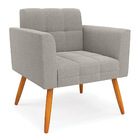 Poltrona Sala Estar Pé Palito Castanho Kit 2 Elisa Bouclê Cin