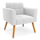 Poltrona Sala Estar Pé Palito Castanho Kit 2 Elisa Bouclê D03