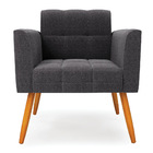 Poltrona Sala Estar Pé Palito Castanho Kit 2 Elisa Bouclê D03