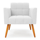 Poltrona Sala Estar Pé Palito Castanho Kit 2 Elisa Bouclê Off