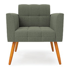 Poltrona Sala Estar Pé Palito Castanho Kit 2 Elisa Bouclê Ver