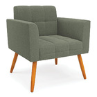 Poltrona Sala Estar Pé Palito Castanho Kit 2 Elisa Bouclê Ver