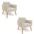 Poltrona Sala Estar Pé Palito Castanho Kit 2 Marisa Bouclê -