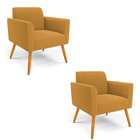 Poltrona Sala Estar Pé Palito Castanho Kit 2 Marisa Bouclê -