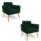 Poltrona Sala Estar Pé Palito Castanho Kit 2 Marisa Bouclê -