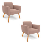 Poltrona Sala Estar Pé Palito Castanho Kit 2 Marisa Bouclê -