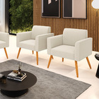 Poltrona Sala Estar Pé Palito Castanho Kit 2 Marisa Bouclê Be