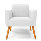 Poltrona Sala Estar Pé Palito Castanho Marisa Bouclê Off Whit