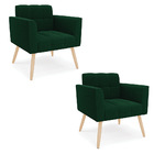 Poltrona Sala Estar Pé Palito Natural Kit 2 Elisa Bouclê D03