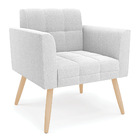 Poltrona Sala Estar Pé Palito Natural Kit 2 Elisa Bouclê D03