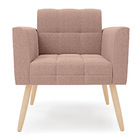 Poltrona Sala Estar Pé Palito Natural Kit 2 Elisa Bouclê D03