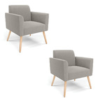 Poltrona Sala Estar Pé Palito Natural Kit 2 Marisa Bouclê - C