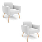 Poltrona Sala Estar Pé Palito Natural Kit 2 Marisa Bouclê Off