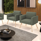 Poltrona Sala Estar Pé Palito Natural Kit 2 Marisa Bouclê - P