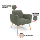 Poltrona Sala Estar Pé Palito Natural Kit 2 Marisa Bouclê - P