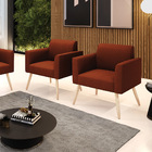 Poltrona Sala Estar Pé Palito Natural Kit 2 Marisa Bouclê Ter