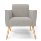 Poltrona Sala Estar Pé Palito Natural Marisa Bouclê - Cinza