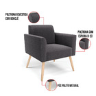 Poltrona Sala Estar Pé Palito Natural Marisa Bouclê - Grafite